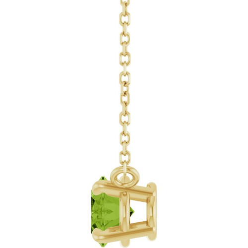 14 Karat Yellow Gold Natural Peridot Necklace 18 Inch, 8x6mm - $638