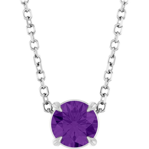 Sterling Silver 5 mm Natural Amethyst 16-18" Necklace