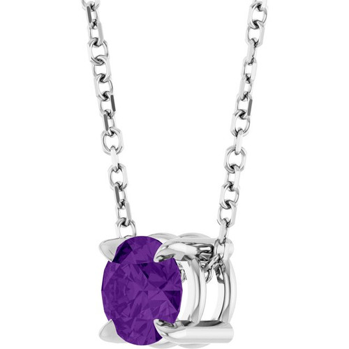 Platinum 5 mm Natural Amethyst 16-18" Necklace