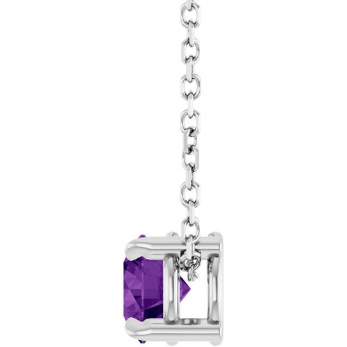 Platinum 5 mm Natural Amethyst 16-18" Necklace