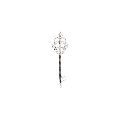 Sterling Silver Black Spinel Key Pendant