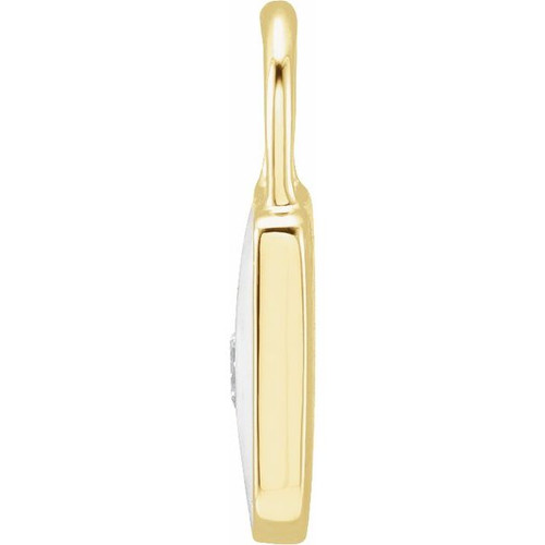 14K Yellow .035 CT Natural  Diamond & White Enamel Lock Charm/Pendant