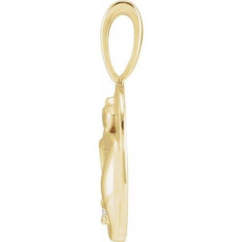 14K Yellow .015 CT Natural Diamond Chinese Zodiac Rat Pendant
