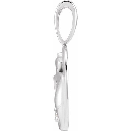 14K White .015 CT Natural Diamond Chinese Zodiac Rat Pendant