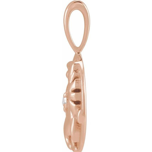 14K Rose .015 CT Natural Diamond Chinese Zodiac Tiger Pendant