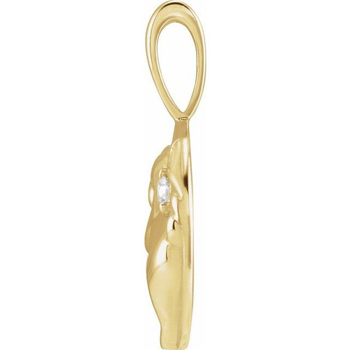 14K Yellow .015 CT Natural Diamond Chinese Zodiac Horse Pendant
