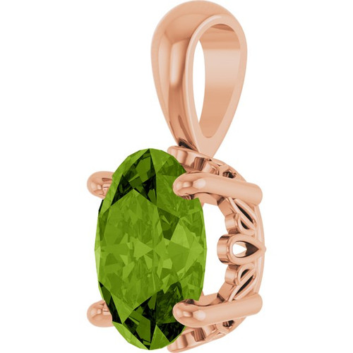 14K Rose Natural Peridot Pendant