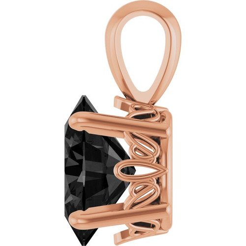 14K Rose Natural Black Onyx Pendant