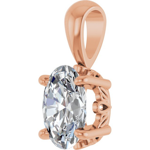 14K Rose Natural White Sapphire Pendant