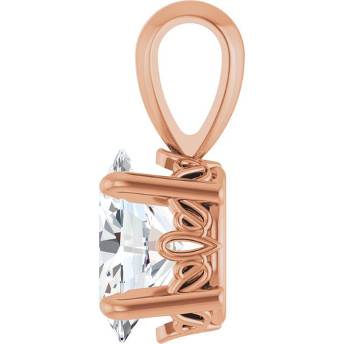 14K Rose Natural White Sapphire Pendant