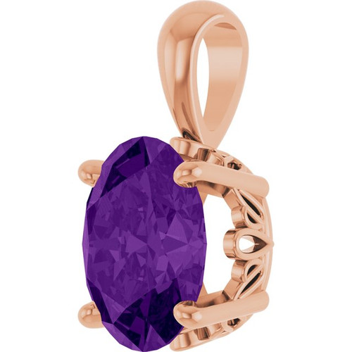 14K Rose Natural Amethyst Pendant