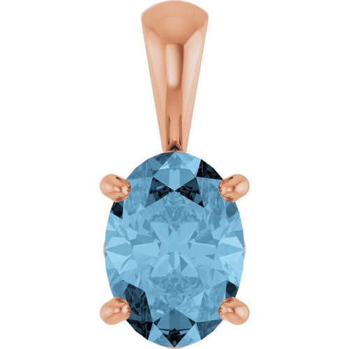 14K Rose Natural Sky Blue Topaz Pendant