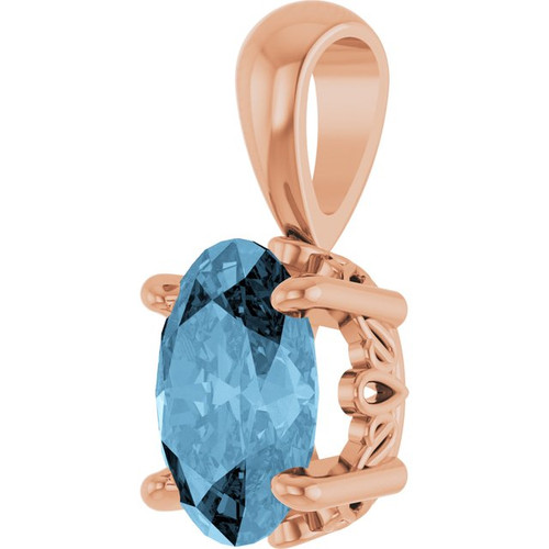 14K Rose Natural Sky Blue Topaz Pendant