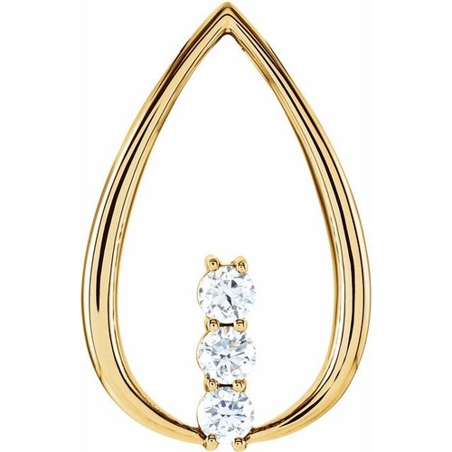 14 Karat Yellow Gold 0.50 Carat Diamond 3-Stone Freeform Pendant.