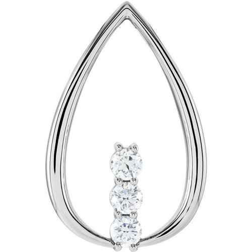 14 Karat White Gold 0.50 Carat Diamond 3-Stone Freeform Pendant.