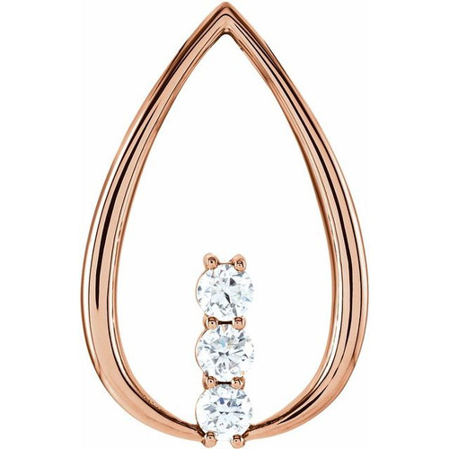14 Karat Rose Gold 0.50 Carat Diamond 3-Stone Freeform Pendant.