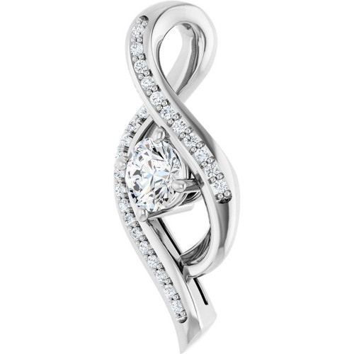 14 Karat White Gold 0.33 Carat Diamond Pendant.