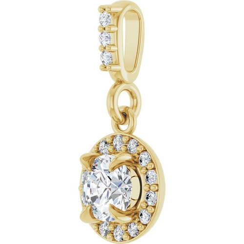 14K Yellow 1/3 CTW Natural Diamond Halo-Style Pendant