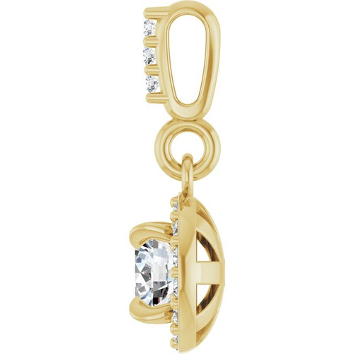 14K Yellow 1/3 CTW Natural Diamond Halo-Style Pendant