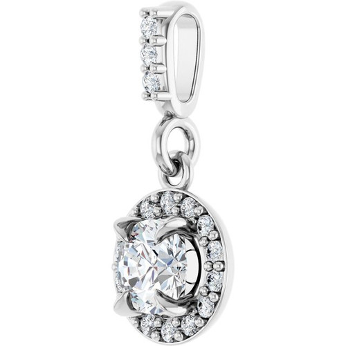 Sterling Silver 1/3 CTW Natural Diamond Halo-Style Pendant