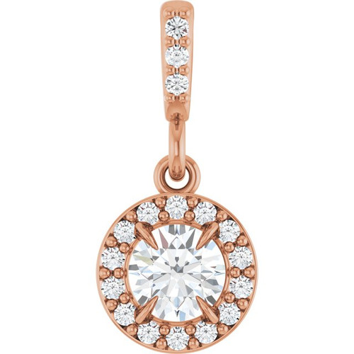 14K Rose 1/3 CTW Natural Diamond Halo-Style Pendant