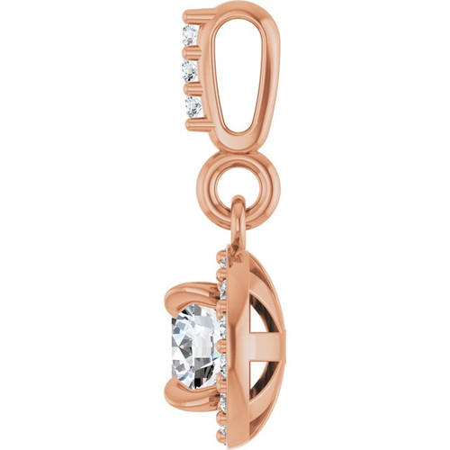 14K Rose 1/3 CTW Natural Diamond Halo-Style Pendant