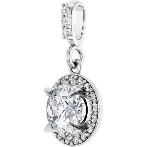 14K White 5/8 CTW Lab-Grown Diamond Halo-Style Pendant