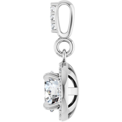 14K White 5/8 CTW Lab-Grown Diamond Halo-Style Pendant