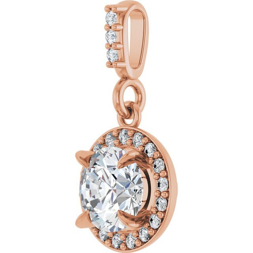 14K Rose 5/8 CTW Lab-Grown Diamond Halo-Style Pendant