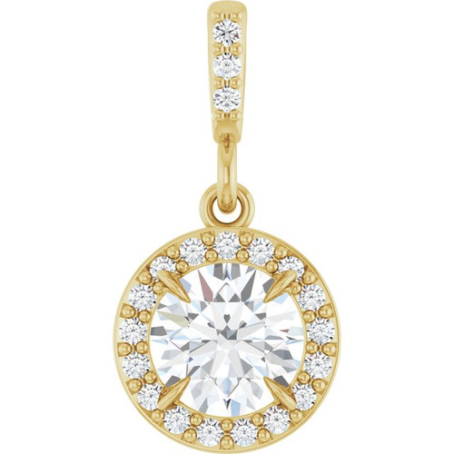 14K Yellow 5/8 CTW Lab-Grown Diamond Halo-Style Pendant