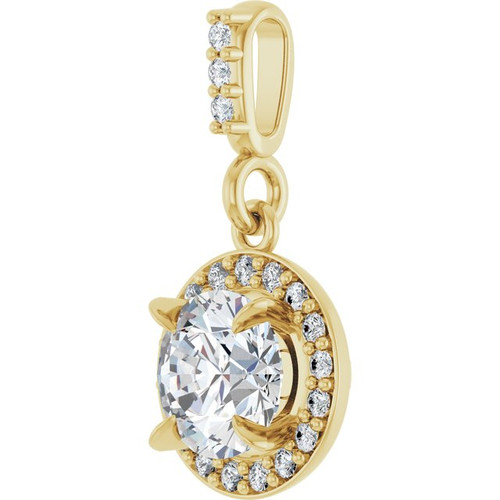 14K Yellow 5/8 CTW Lab-Grown Diamond Halo-Style Pendant