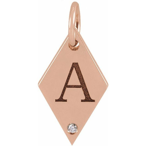 14K Rose .005 CT Natural Diamond Rhombus Pendant
