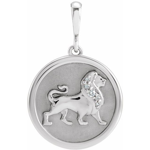 Sterling Silver .02 CTW Natural Diamond Lion Pendant