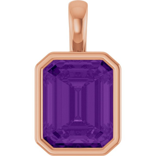 14K Rose Natural Amethyst Pendant