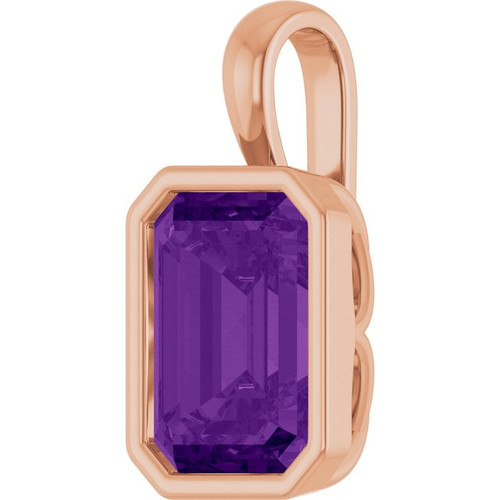 14K Rose Natural Amethyst Pendant
