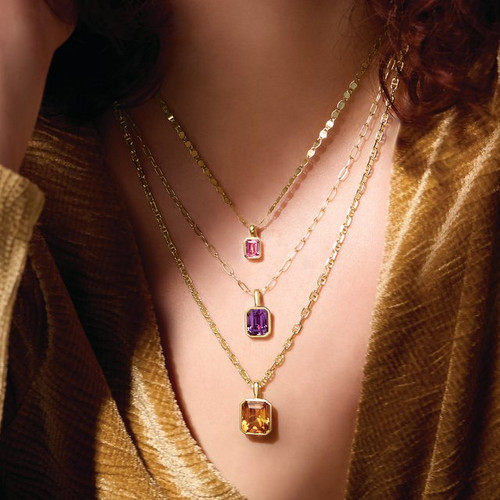 14K Rose Natural Amethyst Pendant