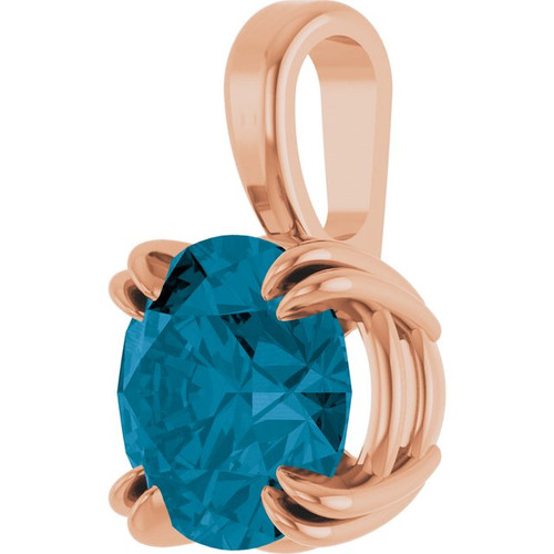 14K Rose Natural London Blue Topaz Pendant