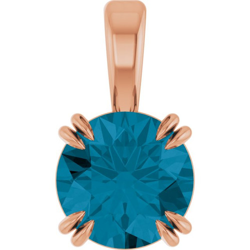 14K Rose Natural London Blue Topaz Pendant