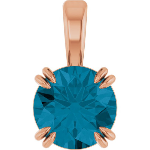 14K Rose Natural London Blue Topaz Pendant