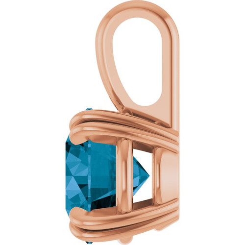 14K Rose Natural London Blue Topaz Pendant
