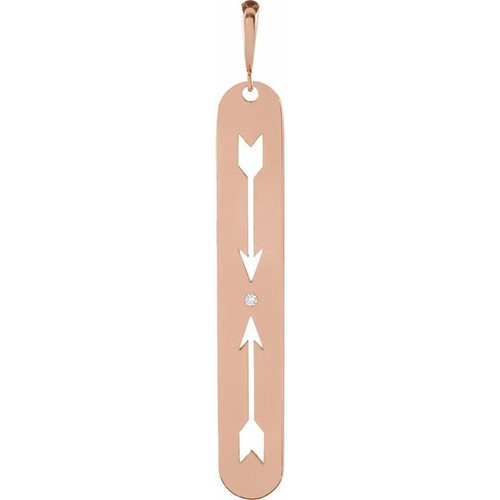 14K Rose .0025 CT Natural Diamond Arrow Bar Pendant 