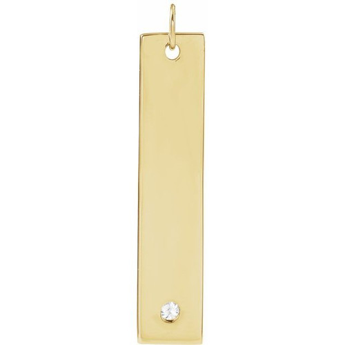 14K Yellow .03 CT Natural Diamond Engravable Heart Pendant