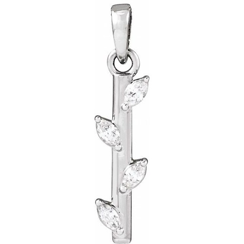 Sterling Silver .07 CTW Natural Diamond Bar Pendant