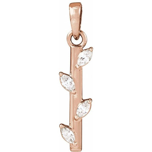 14K Rose .07 CTW Natural Diamond Bar Pendant