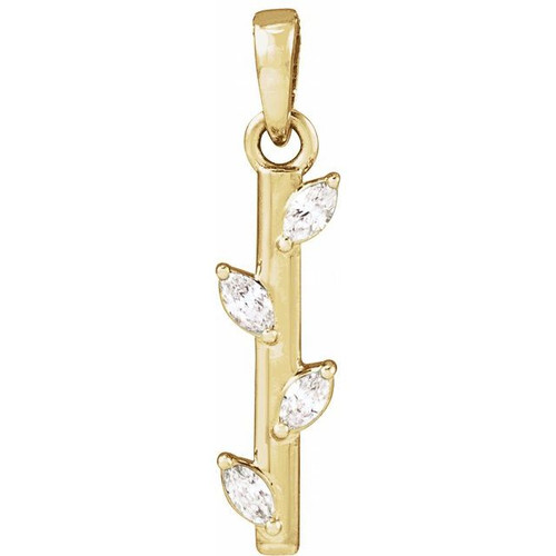 14K Yellow .07 CTW Natural Diamond Bar Pendant