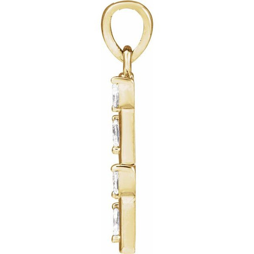14K Yellow .07 CTW Natural Diamond Bar Pendant