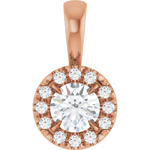 14K Rose 1/4 CTW Natural Diamond Halo-Style Pendant