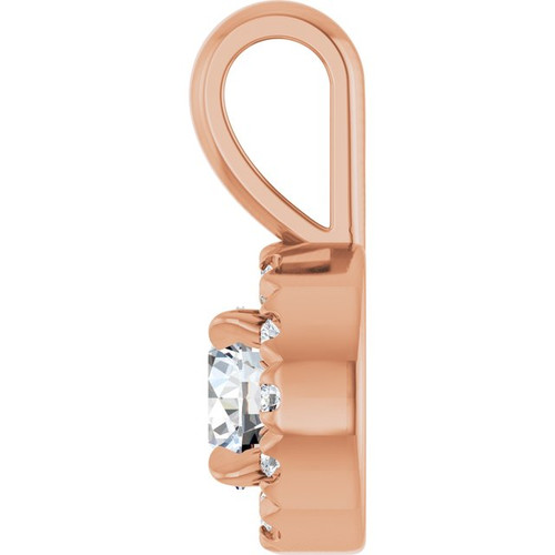 14K Rose 1/4 CTW Natural Diamond Halo-Style Pendant