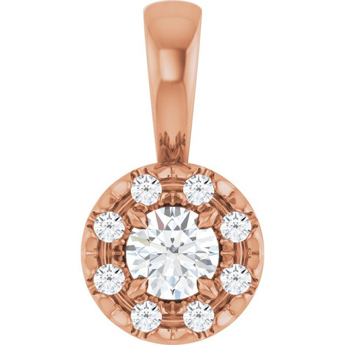 14K Rose 1/8 CTW Natural Diamond Halo-Style Pendant