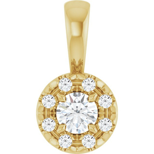 14K Yellow 1/8 CTW Natural Diamond Halo-Style Pendant